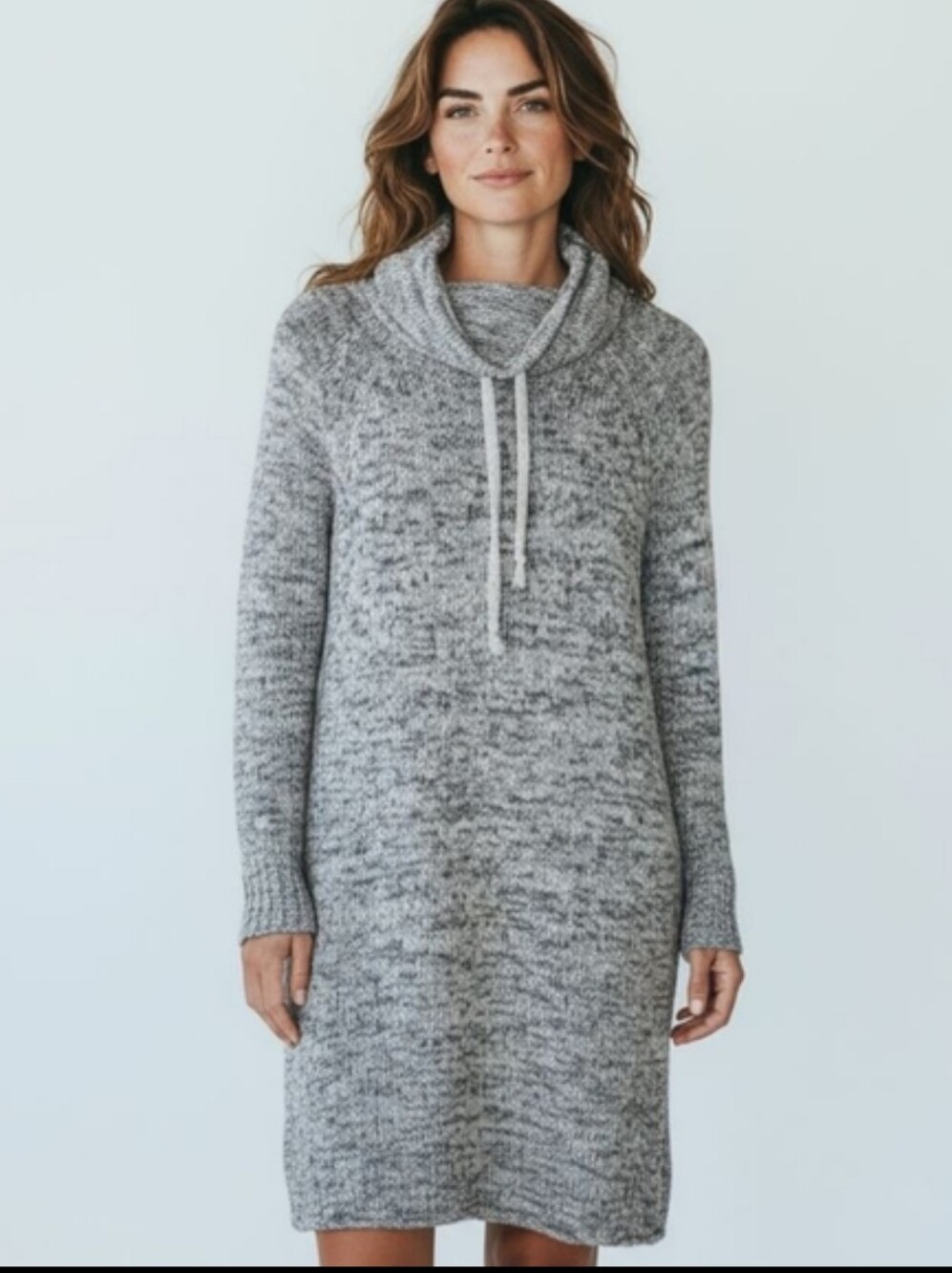 Athleta Traverse City Merino Wool Sweater Dress Small S Gray Heather Marl